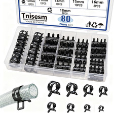 80Pcs Spring Band Hose Clamps Assortment Kits Silicone Vacuum Hose Pipe Clamp 7M