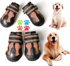 4 Pack Waterproof Dog Boots Non Slip Outdoor Shoes for Medium Large Dogs