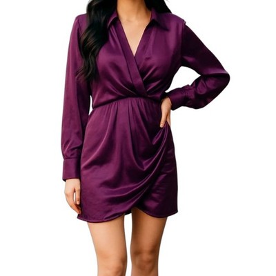 Zara Mini Dress Burgandy XS Professional Satiny Basic Career Party