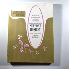 Vtg Stockings Carol Brent Support Hosiery Seamless Nylon Lyca Lightweight Sheer