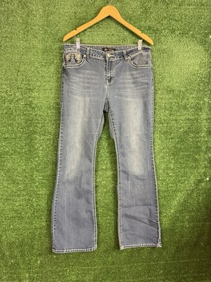 Y2k Miss Me Jeans 16 34x28 Low Rise Love indigo Dojo Flare Baggy Bootcut