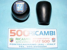 FIAT 500 EPOCA POMELLO LEVA CAMBIO IN PELLE NERO + LOGO FRANCIS LOMBARDI MY CAR