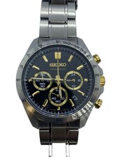  A3Y Seiko Spirit SBTR015 Chronograph Black Gold Quartz Men Watch 361 