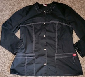 Dickies Gen Flex Juniors Scrub Jacket Sz Large Black 82409
