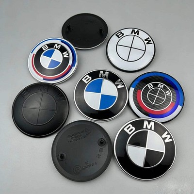 2pcs 74mm 82mm Car Front Hood Bonnet Emblem Rear Trunk Badge For BMW E30 E36 F34