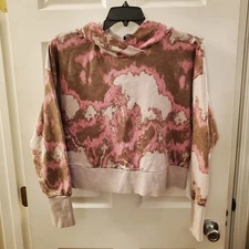 Joy Lab Hoodie L Pink Tie Dye Crop Oversize Y2K Minimalist Athleisure Sweater