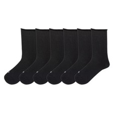K Bell Women's Size 5.5-10 Modal Roll Top Crew Socks 6 Pairs Black