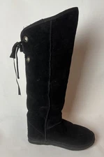 Ukala Emu Australia Mckenzie Knee High Suede Boot Merino Wool Sherpa Sz 9 Black