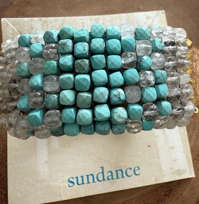 NWT Sundance Catalog Leather Multicolored Beaded  Ethiopian New Year Cuff 