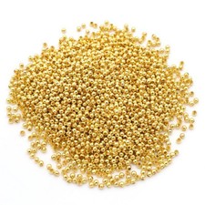2000 pcs Golden Plated Metal Small Round Beads 2.4mm Smooth Ball Spacer Jewelry