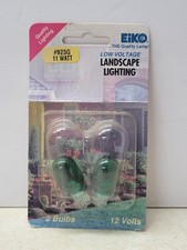 Vintage EIKO #923G  2 Pack Landscape Lighting Bulbs 12v 11watt NOS Sealed Green