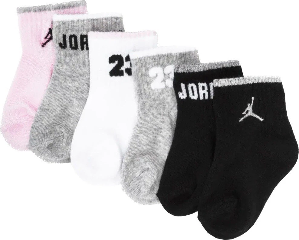 Nike Baby 6 Pk Multicolor Ankle Cotton Cushion 23 Jumpman Jordan Sock Set 6-12 M