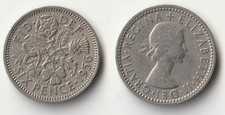 1956 Great Britain sixpence coin