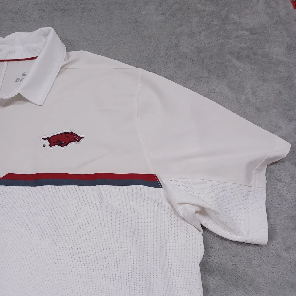 Arkansas Razorbacks Shirt Mens XXL White Polo Nike Dri Fit Short Sleeve - Image 2 of 4