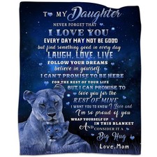 To My Daughter Gifts Blanket from Mom Blue Lion Mothers Day Birthday 50x60