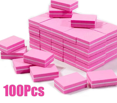 100Pcs Mini Buffing Sanding Files Block Pedicure Care Nail Art Buffer Polish
