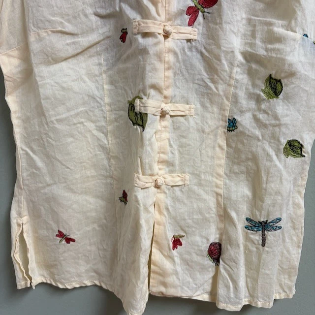 Винтажный Citron Santa Monica вышитый Cottagecore верхний размер XS стрекоза бабочка - Изображение 3 из 4
