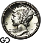 1936-S Mercury Dime, Strong FULL Split Bands, Superb Gem BU++ FSB