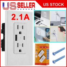 2.1A USB-TYPE-C Wall Charger Dual Plug Socket Power Outlet For Samsung iPhone US