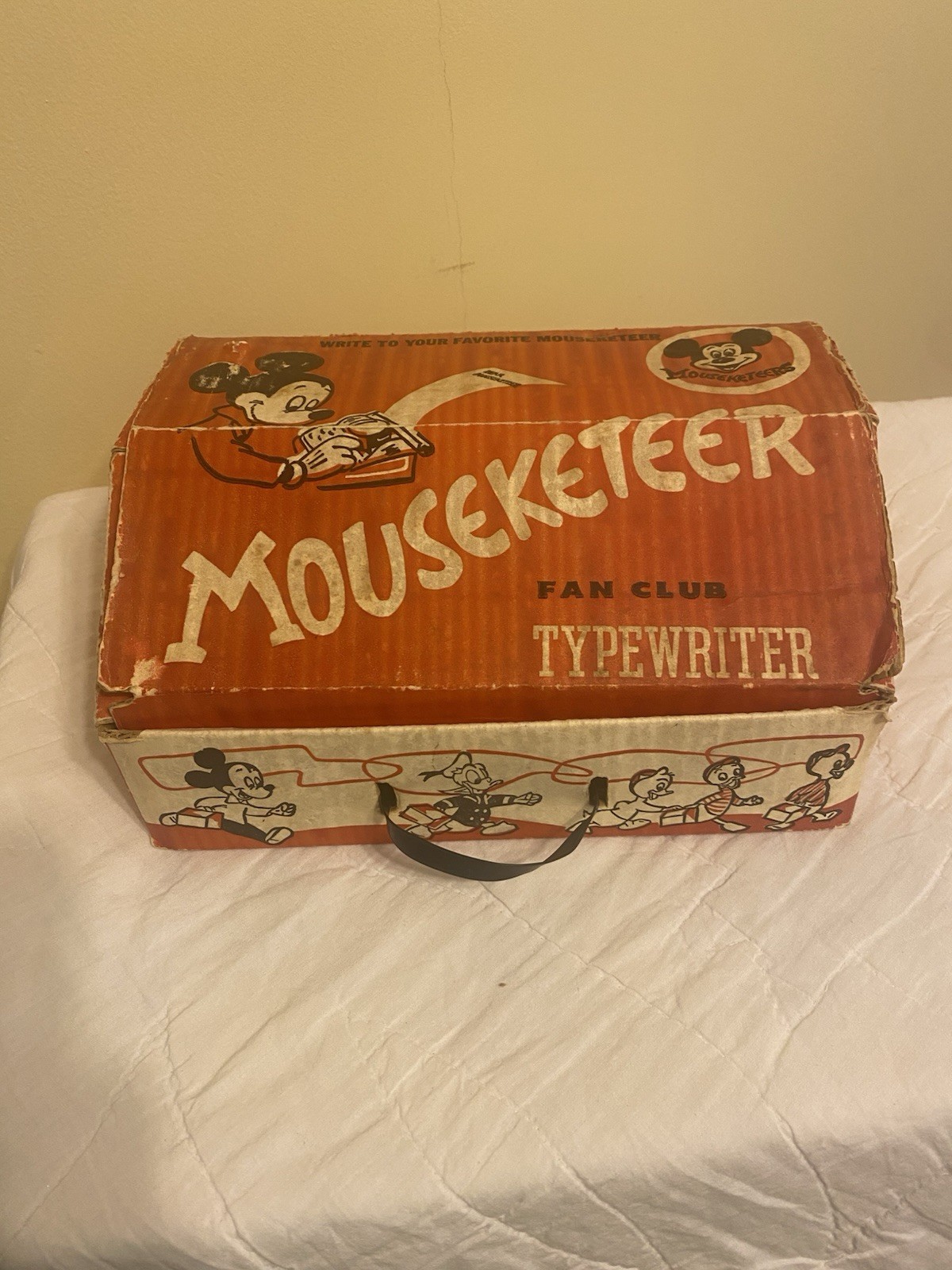 VINTAGE TIN MICKEY MOUSE FAN REPORTER FAN CLUB TYPEWRITER W BOX AND INSTRUCTIONS