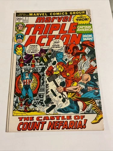 Vintage Marvel Triple Action #7 FINE 1972 Marvel Iron Man Thor Captain America