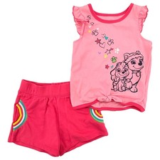 Paw Patrol Infant Girls Pink Skye  Tracker Outfit Shorts  Top Set 2T
