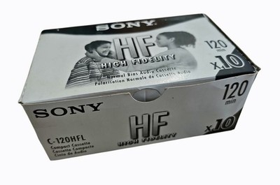 Box of 10 Sony HF 120 High Fidelity Normal Bias Cassette 120 Min Blank Cassette