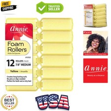Foam Hair Rollers 7/8 Inch Medium, 12 Count Yellow Soft Sponge Curlers for He...