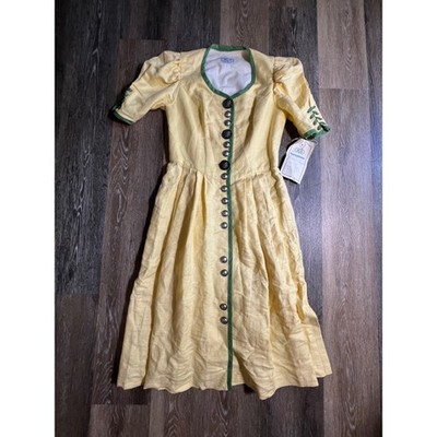 Vintage Moser & Gottlicher Trachten Dress 10 Yellow New Austrian Dirndl Linen