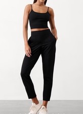 Athleta Brooklyn Ankle Pants Size 2 Black Lightweight Stretch Mid Rise Travel