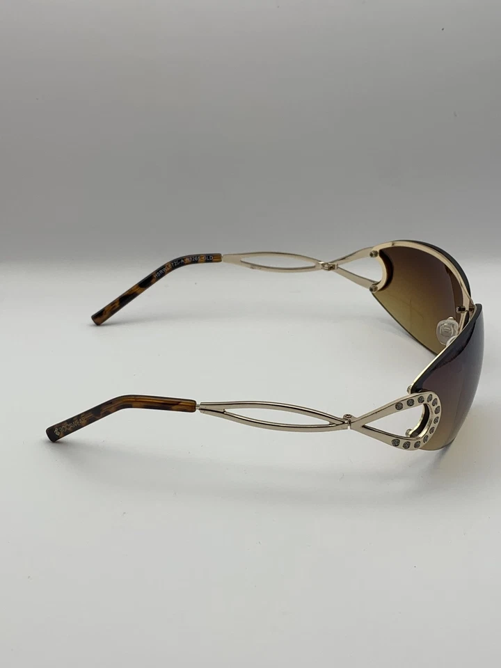 Gafas de sol Rocawear para mujer con escudo adornado con cristal moda dorado marrón degradado Foto 3 de 4