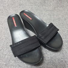 Prada Sport Authentic Solid Black Leather Pla...