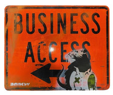 Original Banksy Graffiti Art Painting Signed Metal Street Sign Street Art 24x30
