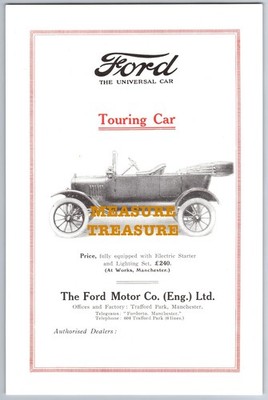 C.1919 FORD TOURING CAR STORE PROMO PAMPHLET SPECIFICATIONS MANCHESTER PRINT F50