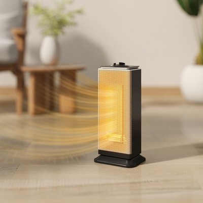2000W Keramik Elektroheizung, Raumheizung mit Ventilator, schwarz