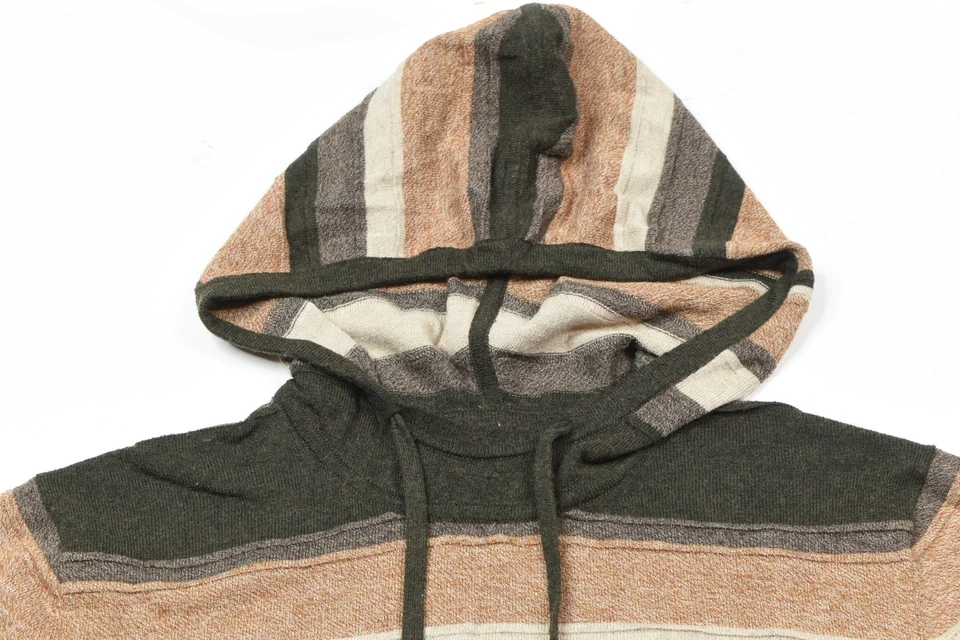 Smartwool Sparwood Pattern Hoodie Sweater Mens Medium Brown Green Striped Hiking - Image 3 of 4