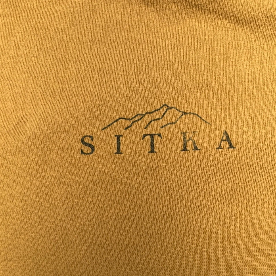 Camisa Sitka Para Hombres XL Amarillo Mostaza Pima Algodón Logo Manga Corta Gráfico de Caza Foto 4 de 4