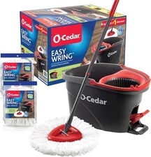 O-Cedar EasyWring Microfiber Spin Mop & Bucket Floor Cleaning System + 2 Extra R