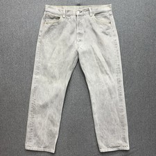 Levi  s 501 Jeans Mens 36x28.5 Gray Faded Straight Leg Button Fly Denim
