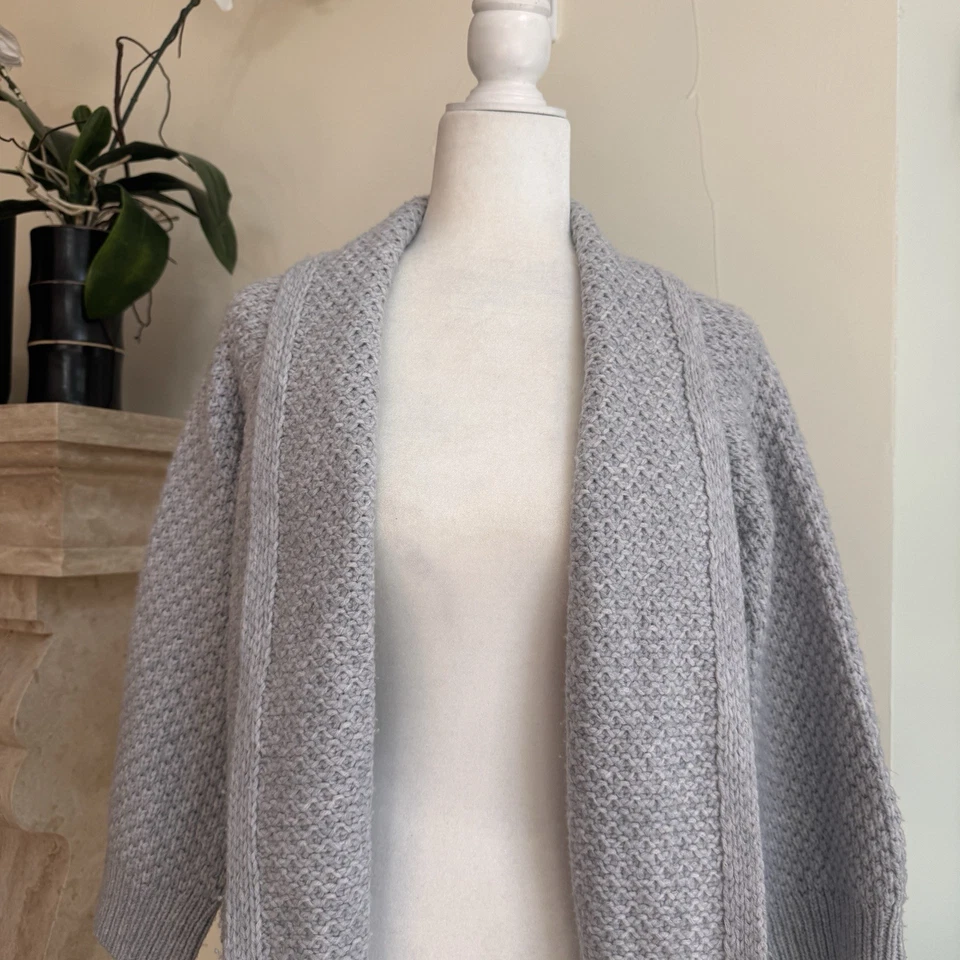 Cárdigan Vince Gris Grueso Tejido Frente Abierto Para Mujer Talla XS Mezcla de Lana Cachemira Foto 4 de 4