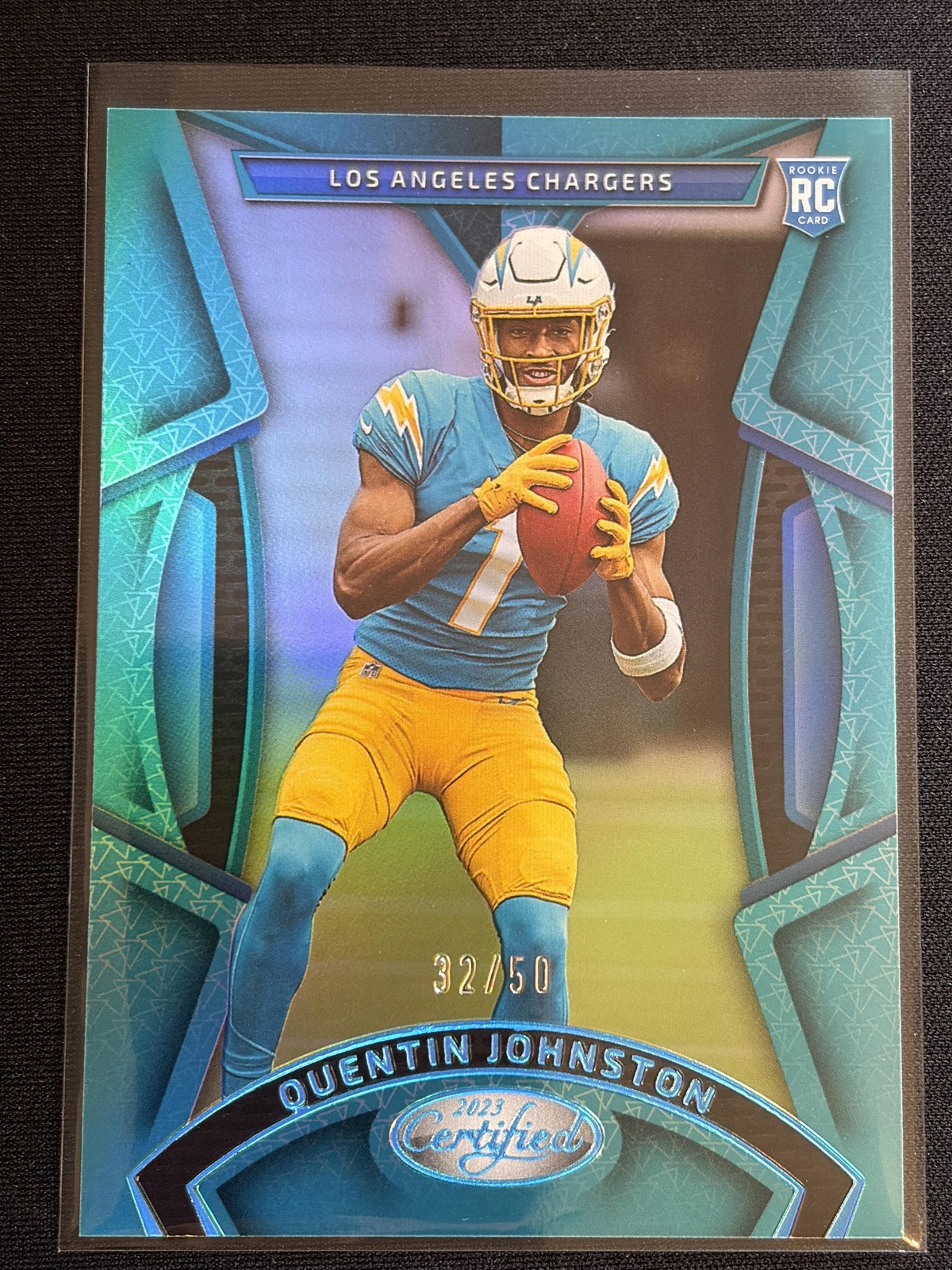 2023 Panini Certified #149 Quentin Johnston Mirror Teal #/50 Rookie