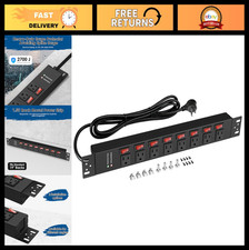 8 Outlet Rack Mount PDU Power Strip, Surge Protector with Individual Switches, 1