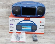 Aiwa 7" LCD Streaming, DVD, CD, FM Radio & Bluetooth Portable Boombox - Blue
