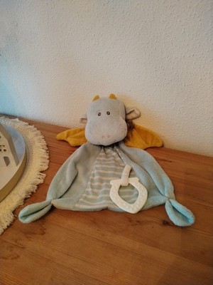 TOPOMINI Schmusetuch Kuscheltuch Drache Drachen blau gelb Beißring