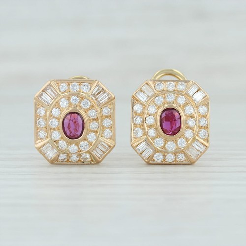 Boucles D'oreilles Vintage En Or Jaune 14 Carats - Fermeture Oméga, Signées - Occasion Très Bon état