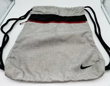 Nike SWOOSH GYM BAG *GREY* SPORTS MENS LADIES DRAWSTRING GOLF SHOULDER SACK EUC
