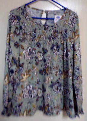 W24 NWT ABSOLUTELY FAMOUS WOMENS MULTI FLORAL PULLOVER BLOUSE SZ L