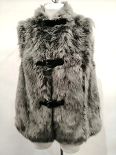 Woman's Mint Velvet Grey Size 16 Faux Fur Gilet Closed With Buckles Pockets