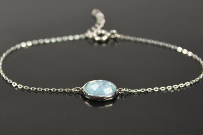 Mon-bijou Armband Armkettchen mit hellblauem Anhänger 925 Silber NEU; K1 772
