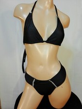 Exotic dancer stripper extra small black two piece bikini dance outfit-dancewear